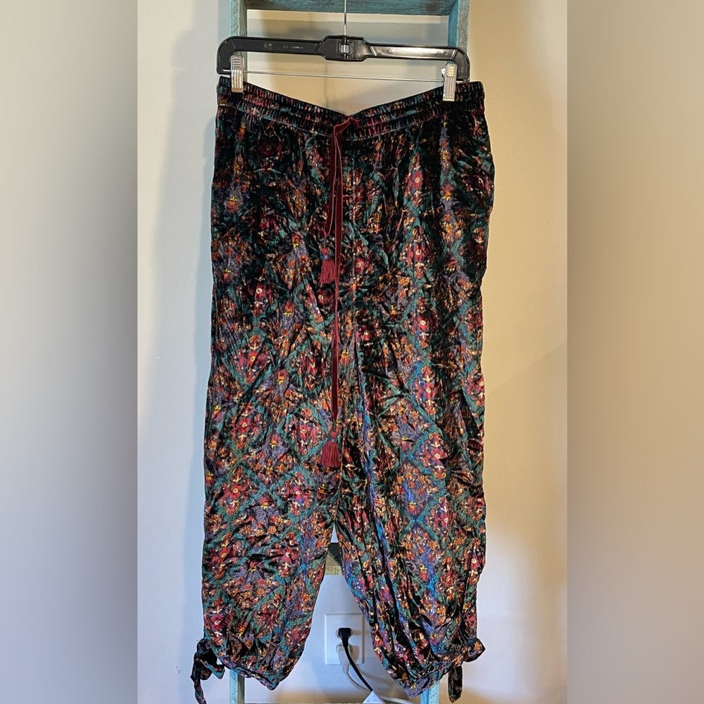 Anthro Colorful Patterned Velvet Pants